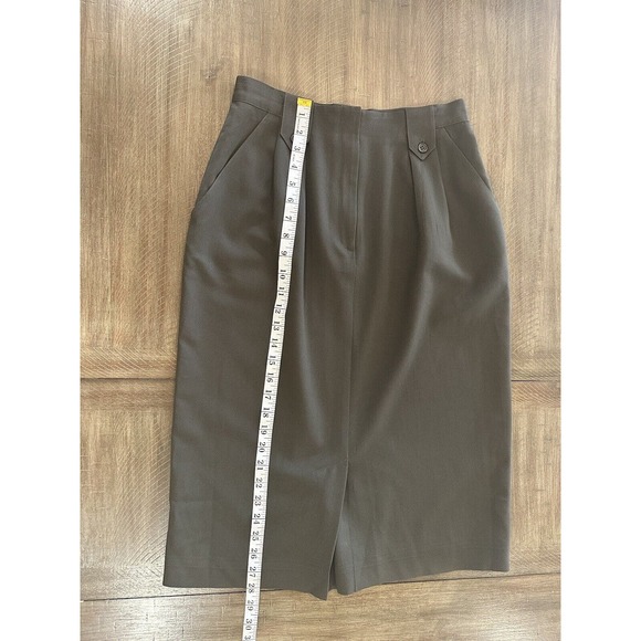 Christian Dior Separates Knee Length Skirt Olive Green Size 8 Pleated 100% Wool - Picture 10 of 12